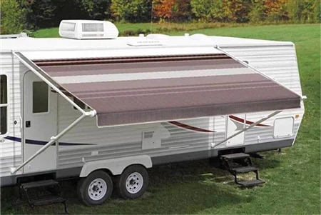 Carefree of Colorado JU218A00 RV Awning Vinyl Fabric 20'-2" - Sierra Brown Dune Stripe With White Weatherguard