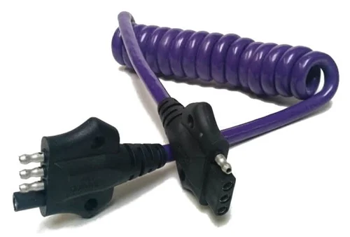 95-12575-04-2T.webp Hitch Coil 4-Way Flat Male To 4-Way Flat Female Coiled Trailer Cable - 3 Ft - Purple