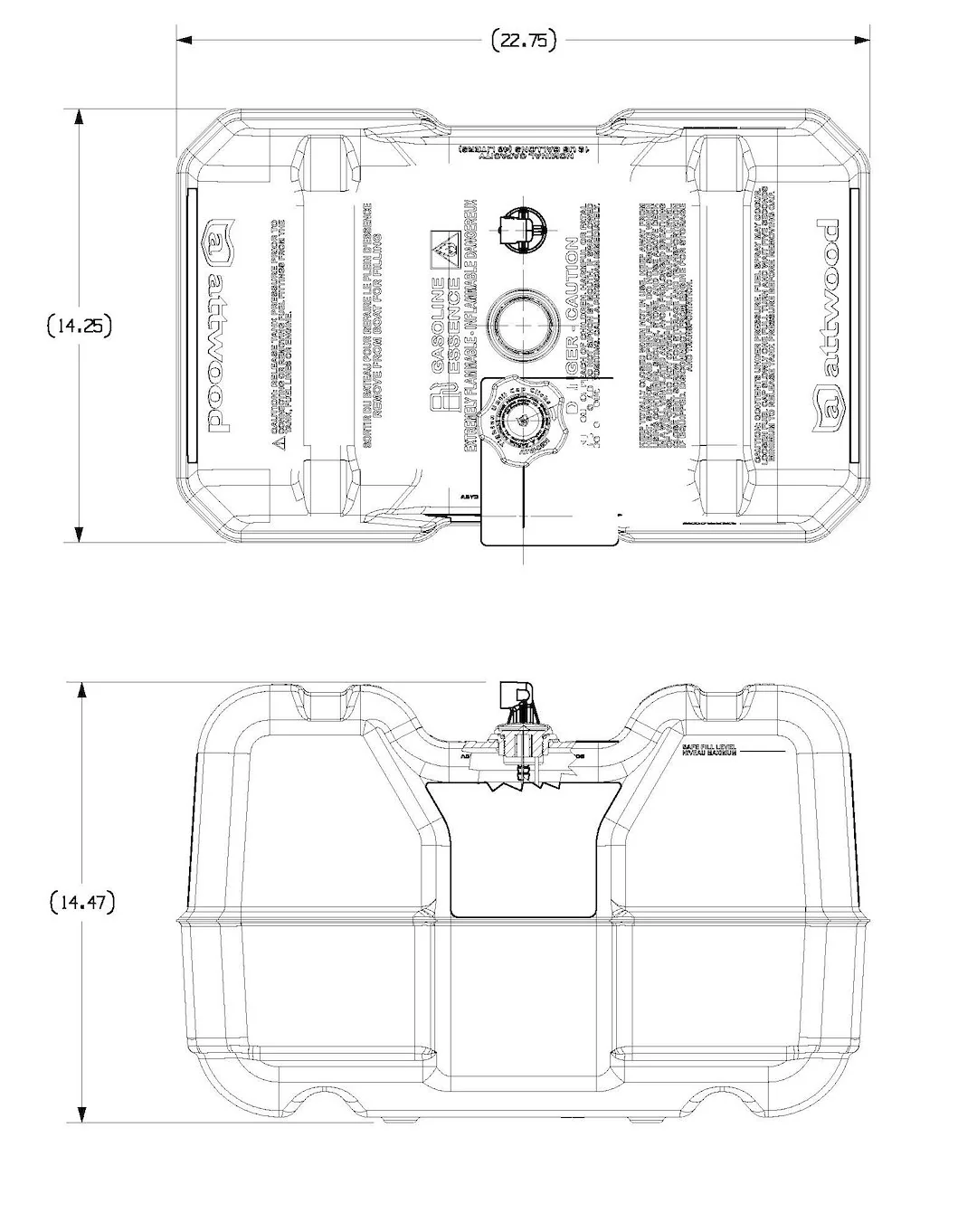 ImageServerAPI_2412fb09-19f8-418f-96fe-882cdffae21b.webp Attwood Marine 8812LLPG2 12 Gallon Plastic (High Density Polyethylene)/ Ethylene Vinyl Alcohol Fuel Tank